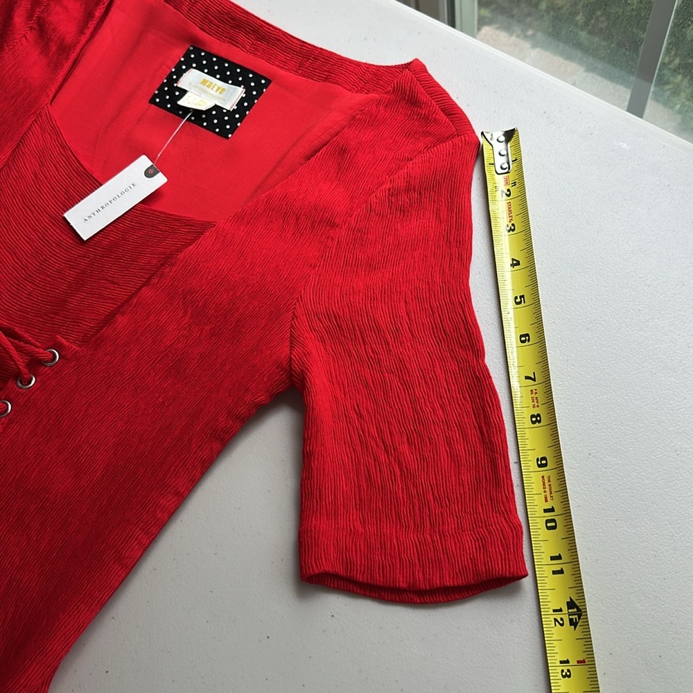 New with tag on Maeve Red Pleated A-Line Midi Dress. - Picture 9 of 15